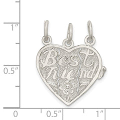 Sterling Silver Best Friends 3-piece break apart Heart Charm QC601