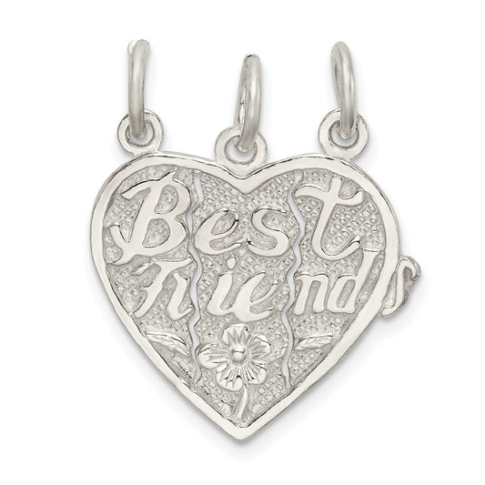Sterling Silver Best Friends 3-piece break apart Heart Charm QC601