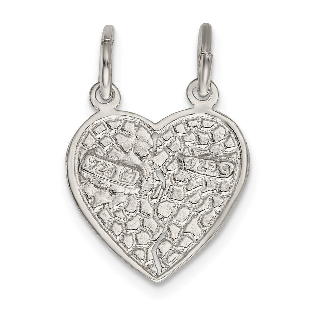 Sterling Silver Best Friends 2-piece break apart Heart Charm QC602