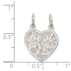 Sterling Silver Best Friends 2-piece break apart Heart Charm QC602