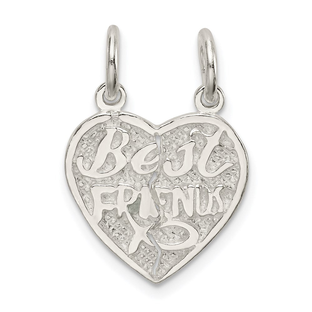 Sterling Silver Best Friends 2-piece break apart Heart Charm QC602