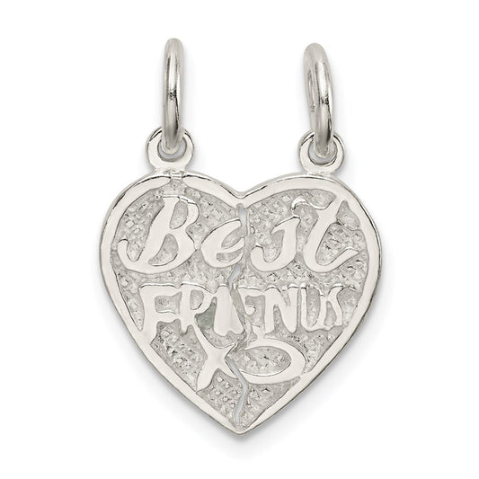 Sterling Silver Best Friends 2-piece break apart Heart Charm QC602