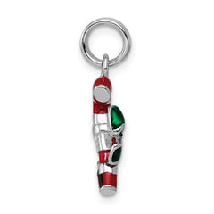 Sterling Silver Rhodium-platedEnamel Candy Cane Charm QC6074