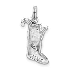 Sterling Silver Rhodium-platedEnamel Stocking Charm QC6078