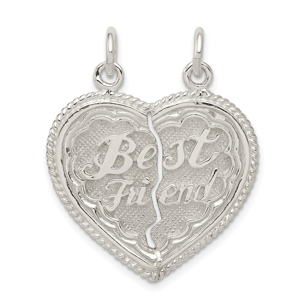 Sterling Silver Best Friend 2-piece break apart Heart Charm QC608