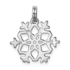 Sterling Silver Rhodium-plated Enameled Snowflake Charm QC6081