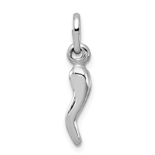 Sterling Silver Rhodium-plated Italian Horn Charm QC6086