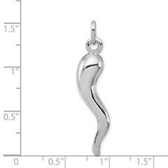 Sterling Silver Rhodium-plated Italian Horn Pendant QC6089