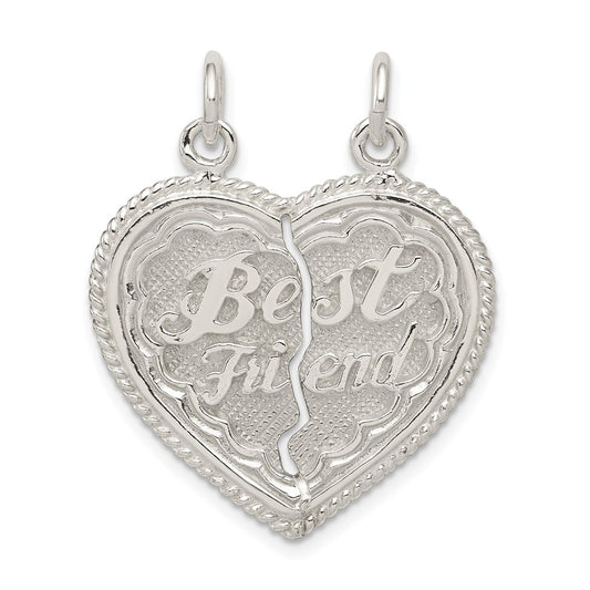 Sterling Silver Best Friend 2-piece break apart Heart Charm QC608