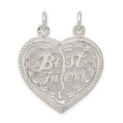 Sterling Silver Best Friend 2-piece break apart Heart Charm QC608