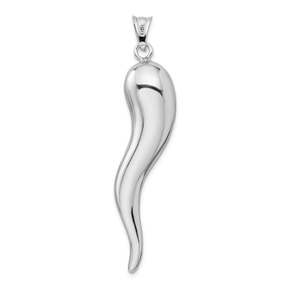 Sterling Silver Rhodium-plated Italian Horn Pendant QC6090