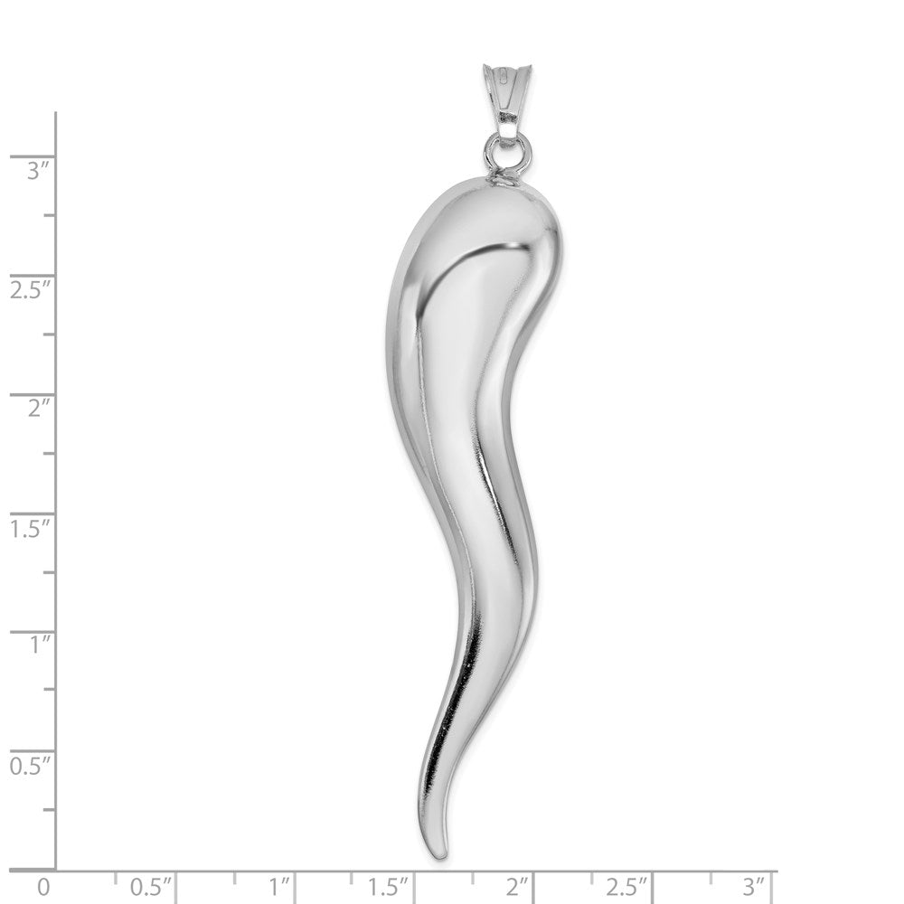Sterling Silver Rhodium-plated Italian Horn Pendant QC6091