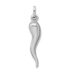 Sterling Silver Rhodium-plated Italian Horn Pendant QC6092