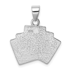 Sterling Silver Rhodium-platedEnamel Royal Flush Pendant QC6116