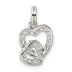 Sterling Silver Rhodium-plated CZ Interlocking Hearts Charm QC6191