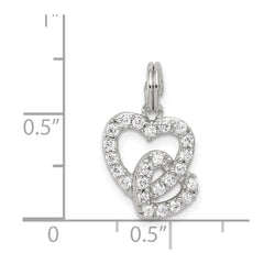 Sterling Silver Rhodium-plated CZ Interlocking Hearts Charm QC6191