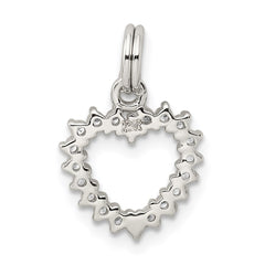 Sterling Silver Rhodium-plated CZ Heart Charm QC6192