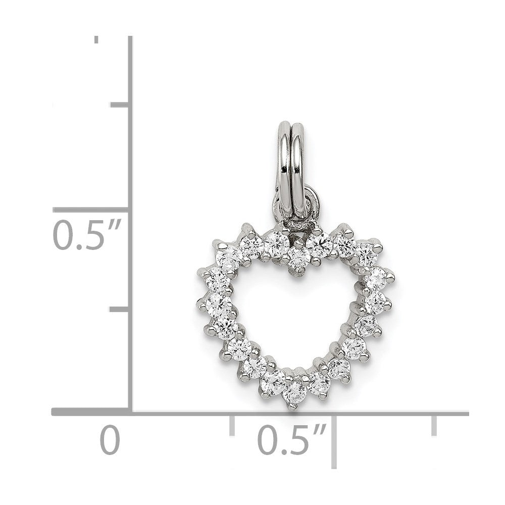 Sterling Silver Rhodium-plated CZ Heart Charm QC6192