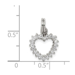 Sterling Silver Rhodium-plated CZ Heart Charm QC6192