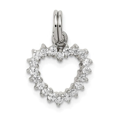 Sterling Silver Rhodium-plated CZ Heart Charm QC6192