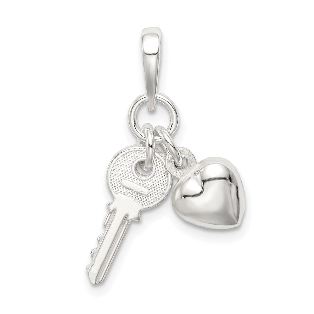 Sterling Silver Heart with Key Charm QC6204