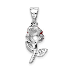 Sterling Silver Rhodium-platedEnamel Flower Charm QC6208