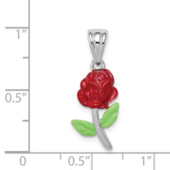 Sterling Silver Rhodium-platedEnamel Flower Charm QC6208