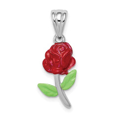 Sterling Silver Rhodium-platedEnamel Flower Charm QC6208