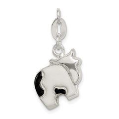 Sterling Silver Enameled Cow Charm QC6234