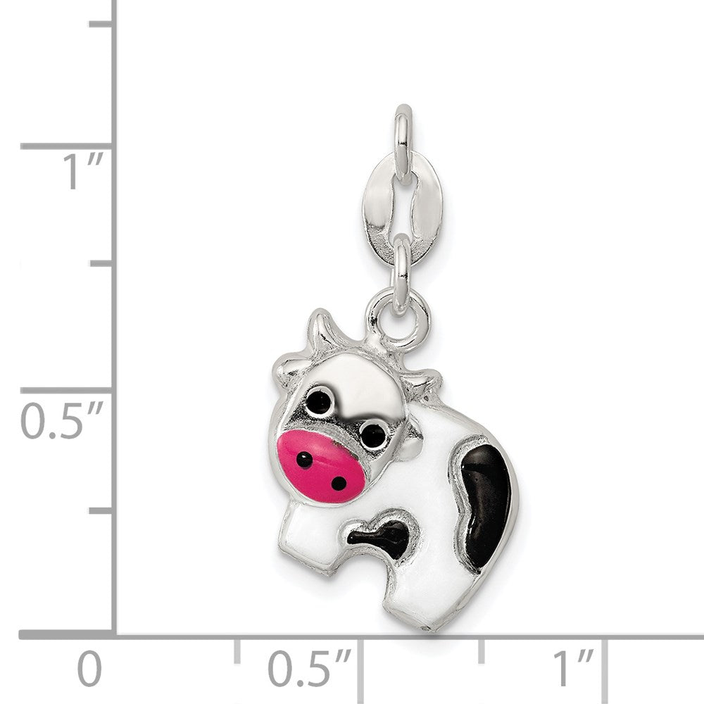 Sterling Silver Enameled Cow Charm QC6234