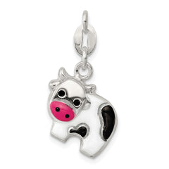 Sterling Silver Enameled Cow Charm QC6234