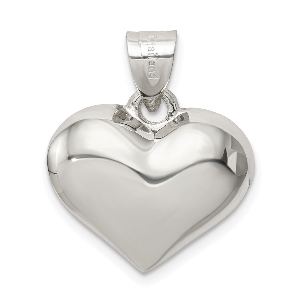 Sterling Silver Rhodium-plated Puffed Heart Charm QC624