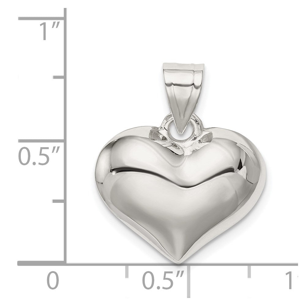 Sterling Silver Rhodium-plated Puffed Heart Charm QC624