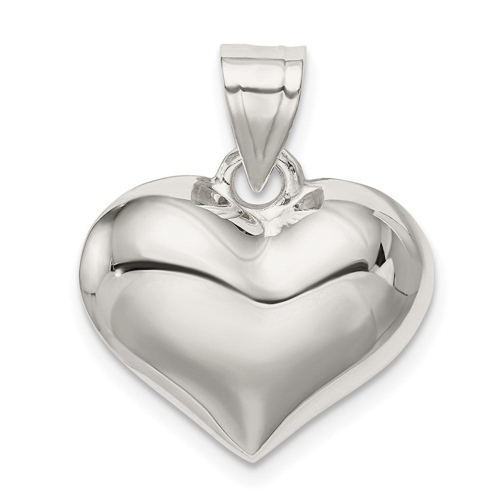 Sterling Silver Rhodium-plated Puffed Heart Charm QC624