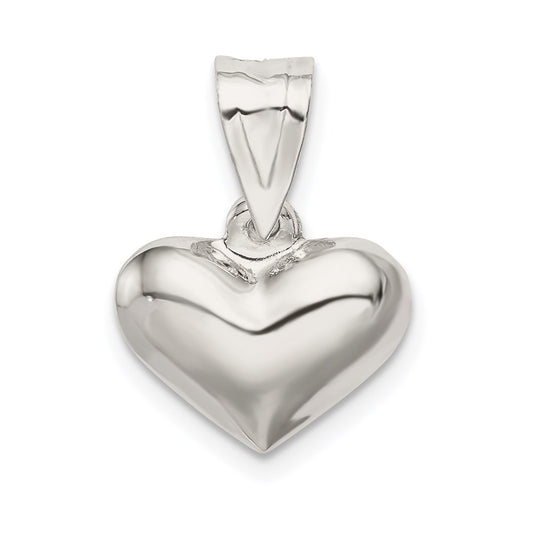 Sterling Silver Rhodium-plated Puffed Heart Charm QC625
