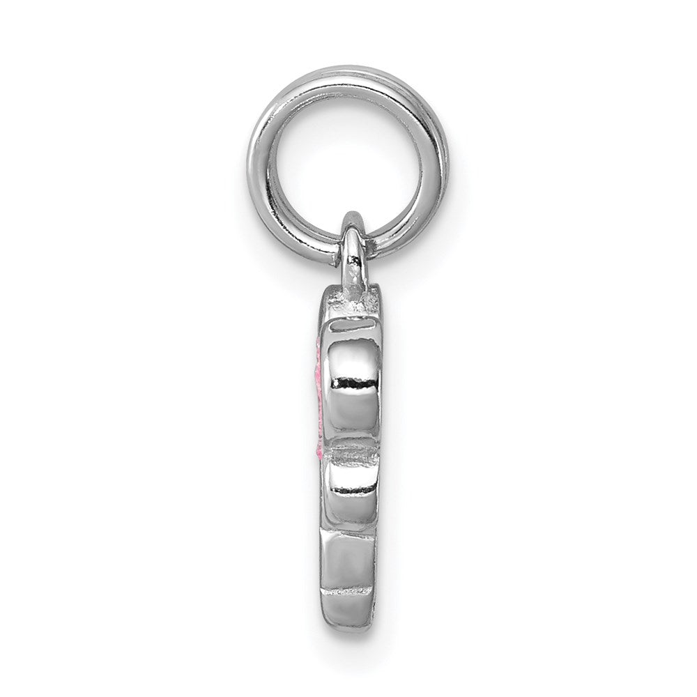 Sterling Silver Rhodium-platedGlitter Enamel Dragonfly Charm QC6270