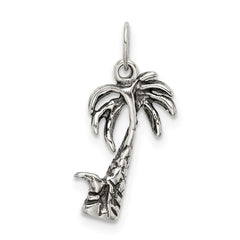 Sterling Silver Antiqued Palm Tree Charm QC6281