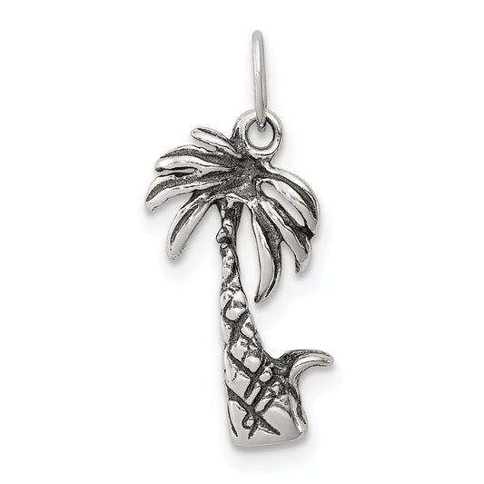 Sterling Silver Antiqued Palm Tree Charm QC6281
