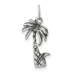 Sterling Silver Antiqued Palm Tree Charm QC6281