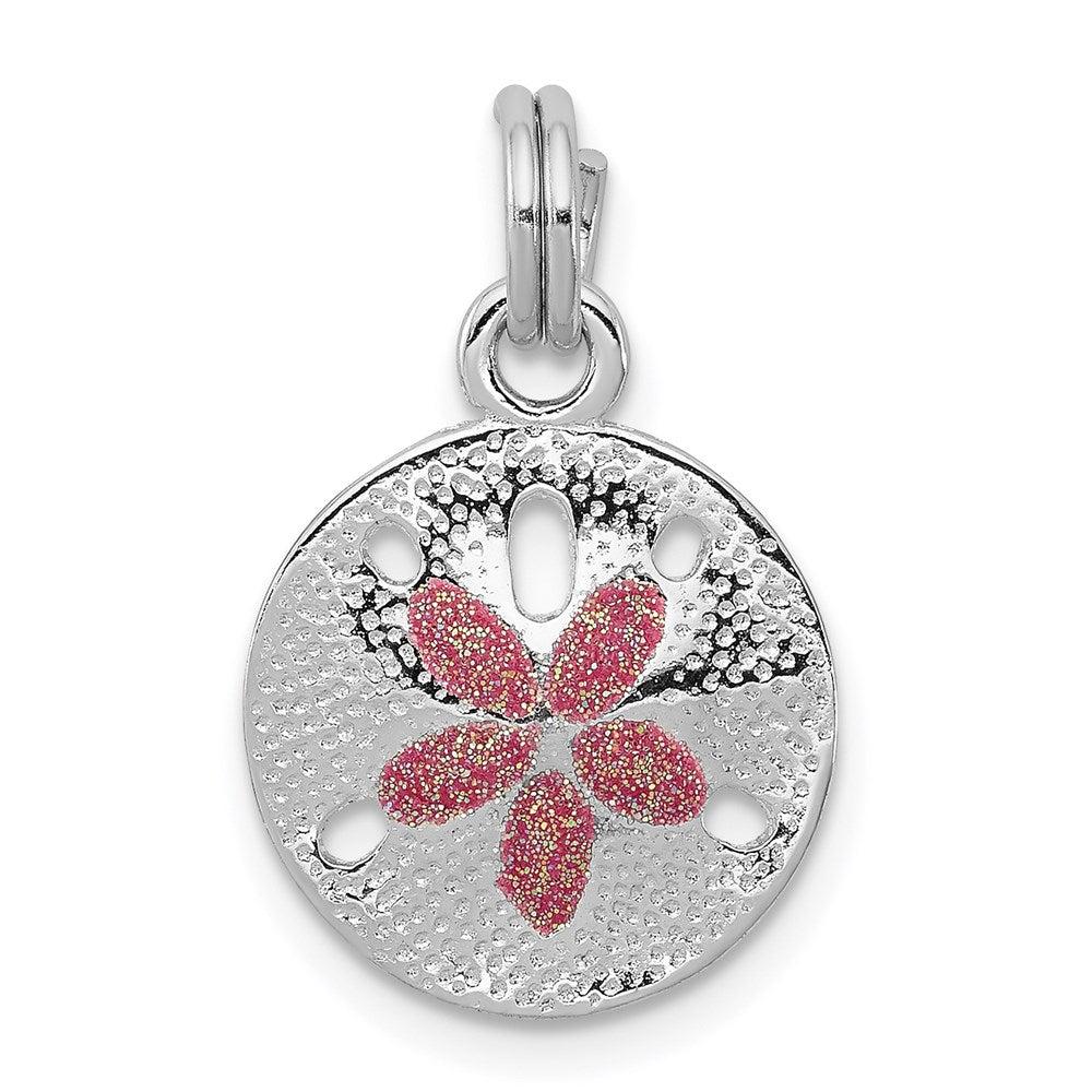 Sterling Silver Rhodium-plated Polished Enameled Sand Dollar Charm QC6323