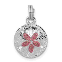 Sterling Silver Rhodium-plated Polished Enameled Sand Dollar Charm QC6323
