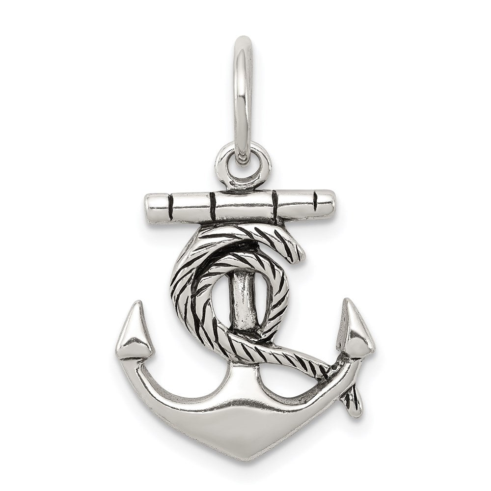 Sterling Silver Antiqued Anchor Charm QC6334