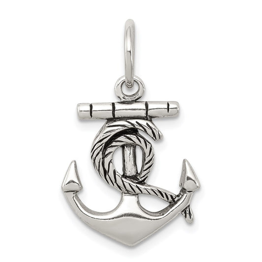 Sterling Silver Antiqued Anchor Charm QC6334