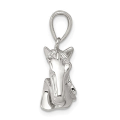 Sterling Silver Rhodium-plated Horse Pendant QC6366