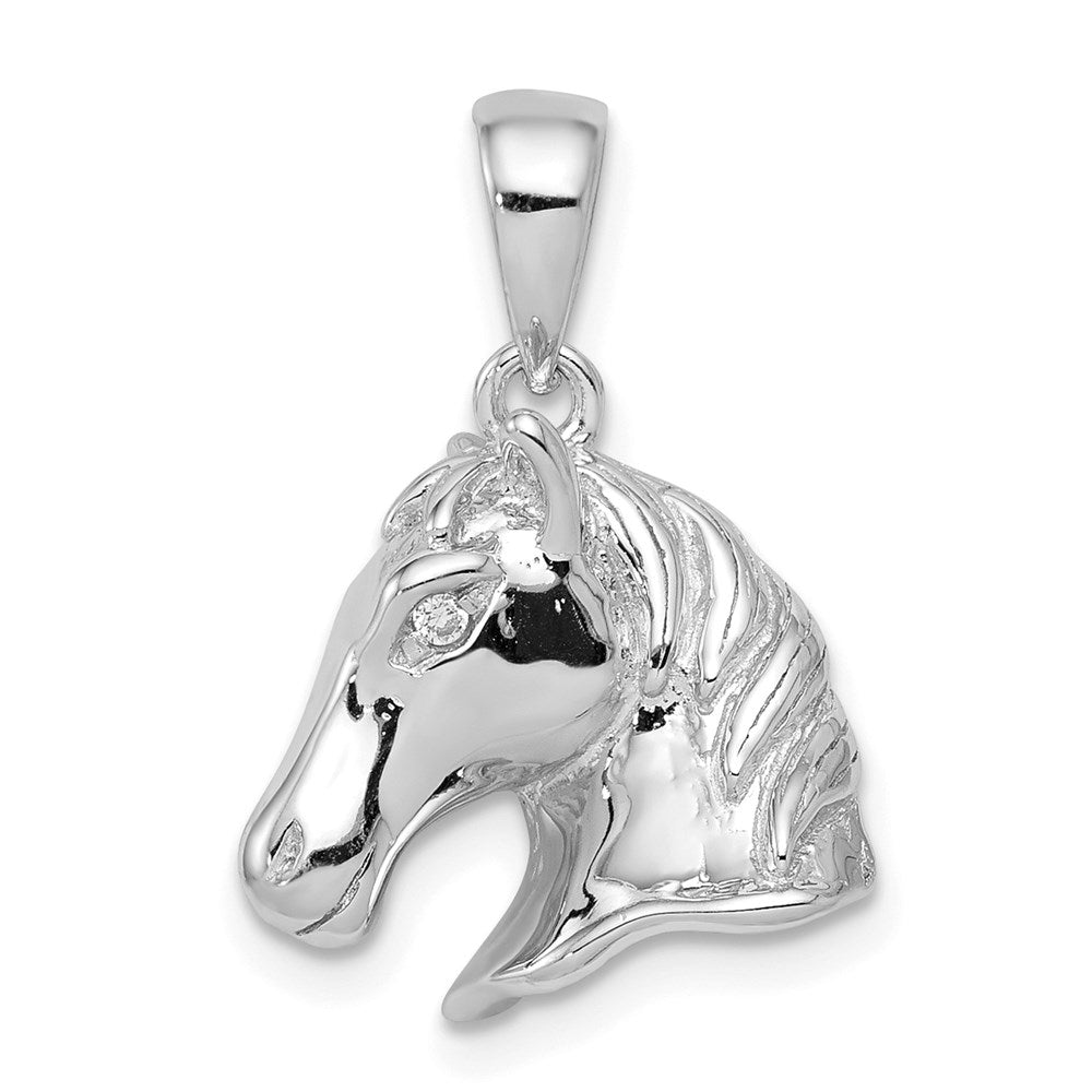 Sterling Silver Rhodium-plated Horse Pendant QC6366