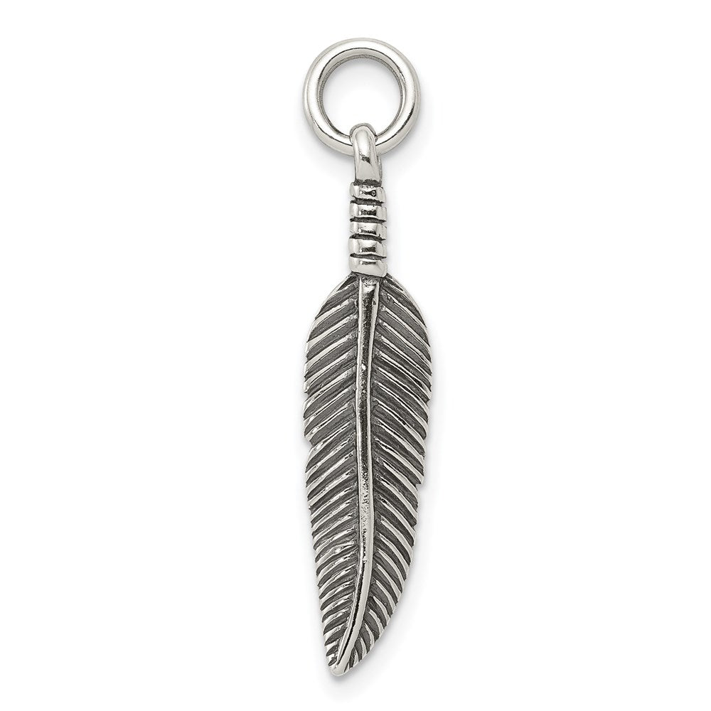 Sterling Silver Antiqued Feather Charm QC6371