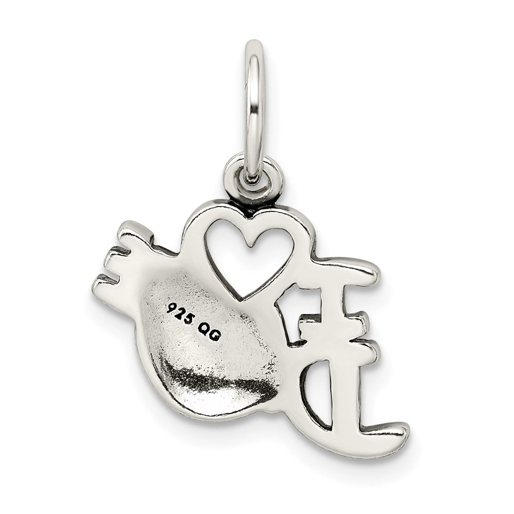 Sterling Silver Antiqued I Love Dance Charm QC6463