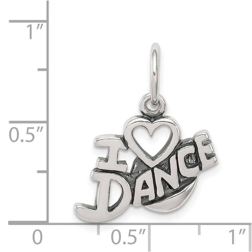 Sterling Silver Antiqued I Love Dance Charm QC6463