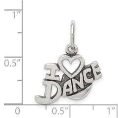 Sterling Silver Antiqued I Love Dance Charm QC6463
