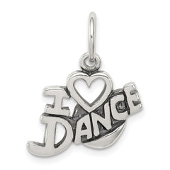 Sterling Silver Antiqued I Love Dance Charm QC6463